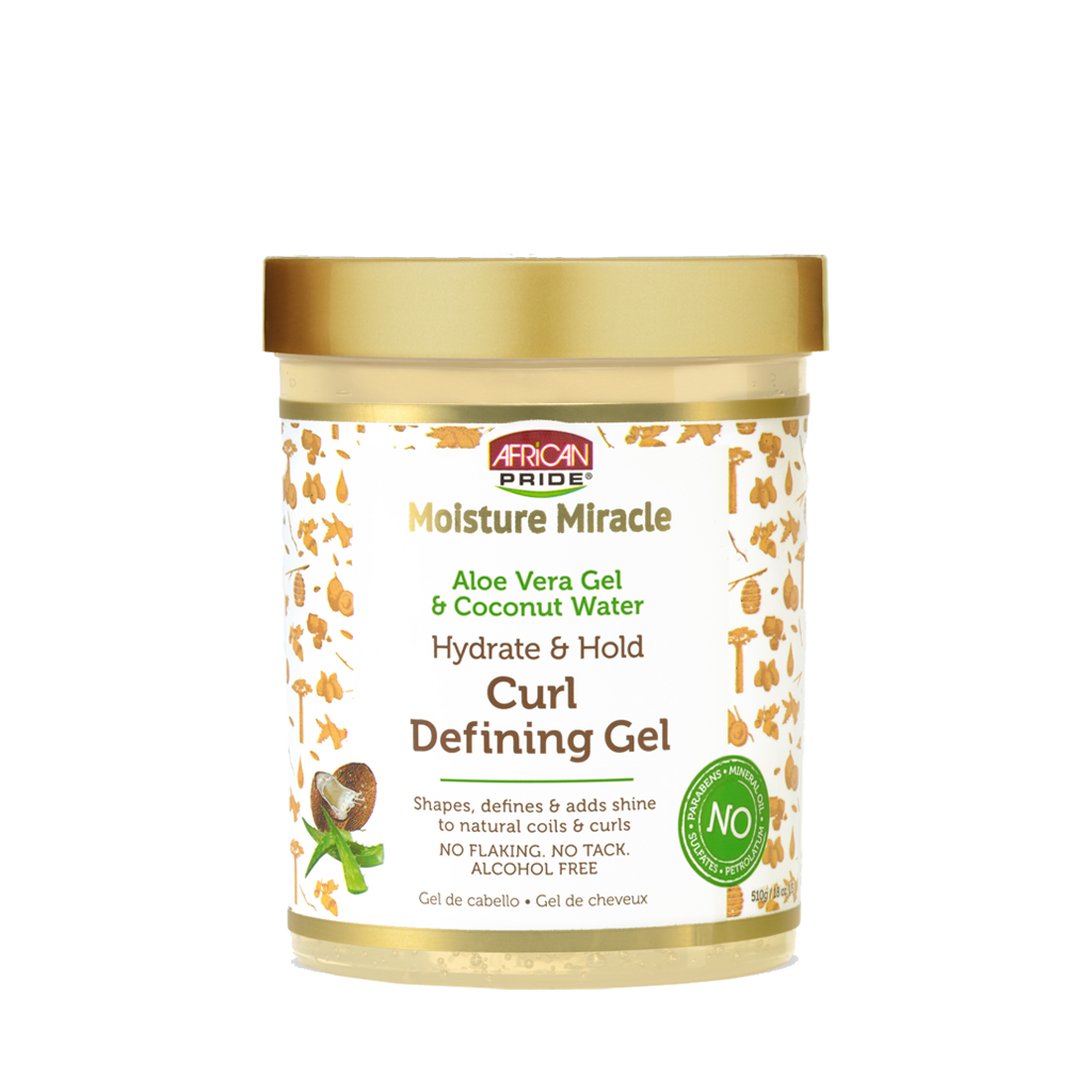 African Pride Moisture Miracle Aloe & Coconut Water Curl Defining Gel 18.0 oz — official pack photo 40027737 (01_APMM_CurlDefiningGel_FRONT-1024x1024_New.png) from strengthofnature.com