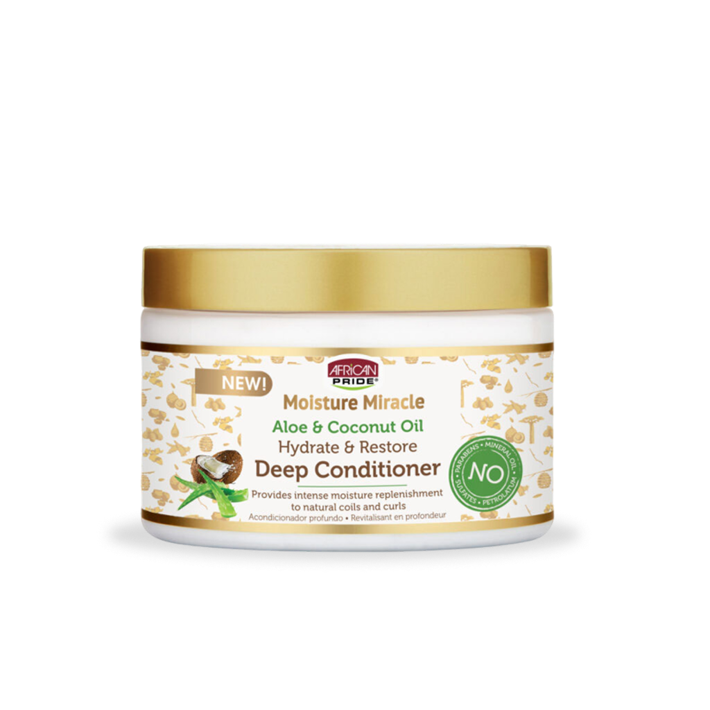 African Pride Moisture Miracle Aloe & Coconut Oil Deep Conditioner 12.0 oz — official pack photo 40049222 (01_APMM_DeepConditioner_FRONT-1024x1024_New.png) from strengthofnature.com