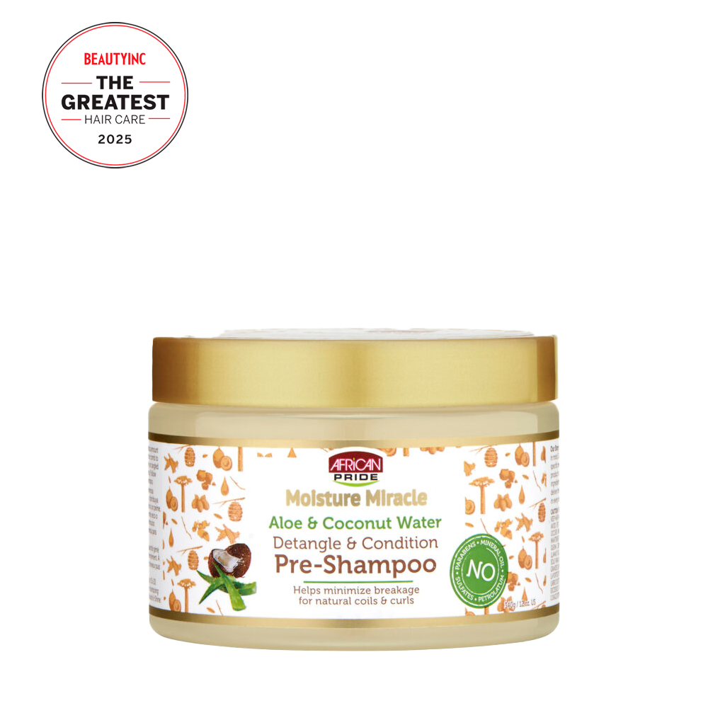 African Pride Moisture Miracle Aloe & Coconut Water Pre-Shampoo 12.0 oz — official pack photo 40023537 (01_APMM_PreShampoo_FRONT-1_L.png) from strengthofnature.com