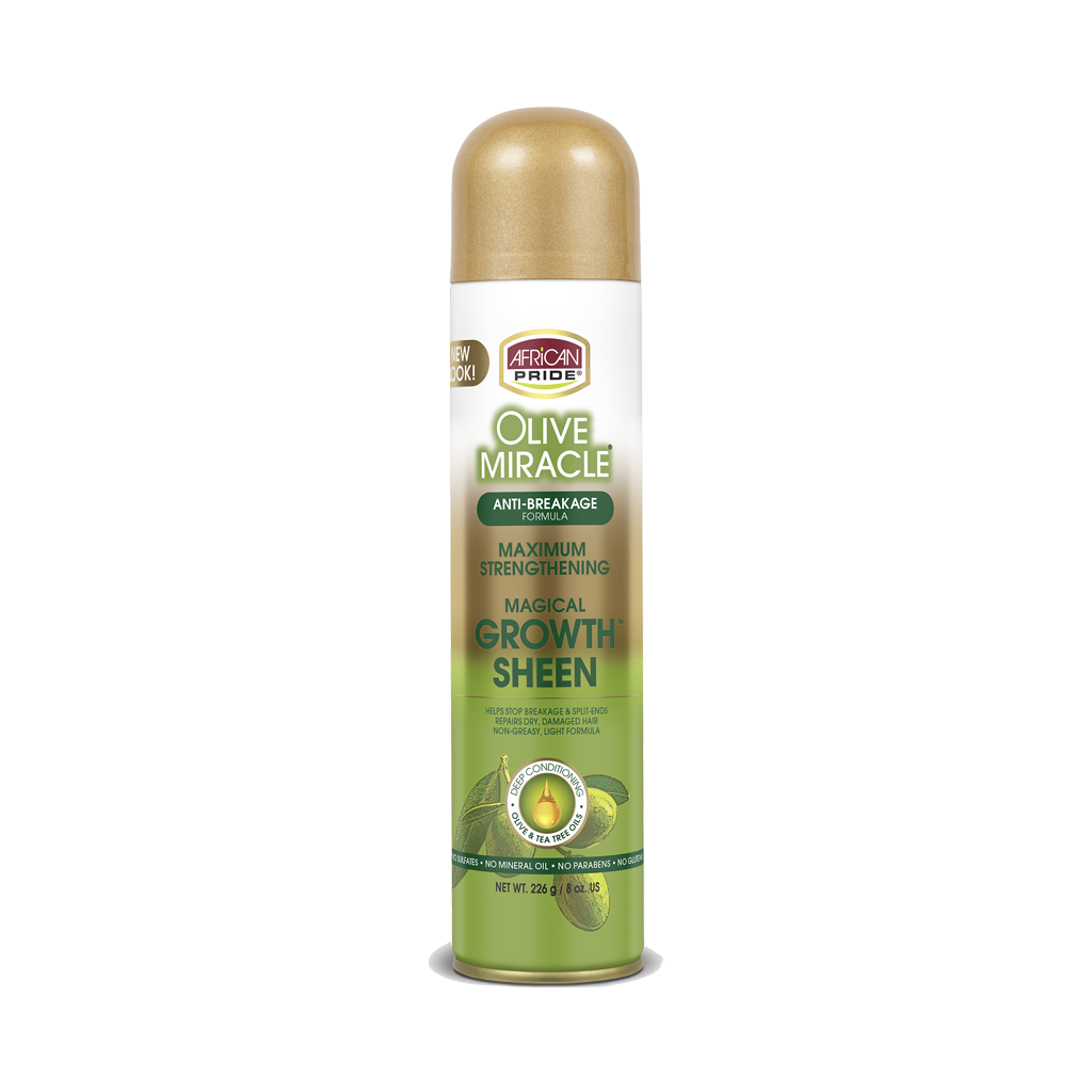 African Pride Olive Miracle Growth Sheen 8 Oz — official pack photo 40026438 (01_APOM_MagicalGrowthSheen_FRONT-1024x1024_New.png) from strengthofnature.com