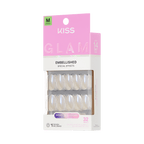 Kiss Glam Embellished Press On Fake Glue Nails - Dive | Design, Neutral, Medium, Almond official pack