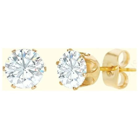 GNS - Gold Large Round Stud Earrings (CUR06G)