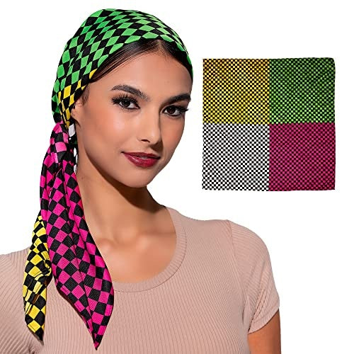 Red by Kiss Woven Silky Twill Square Scarf Hair Scarves Head Wraps for Sleeping 36 X 36 Inches (Check)