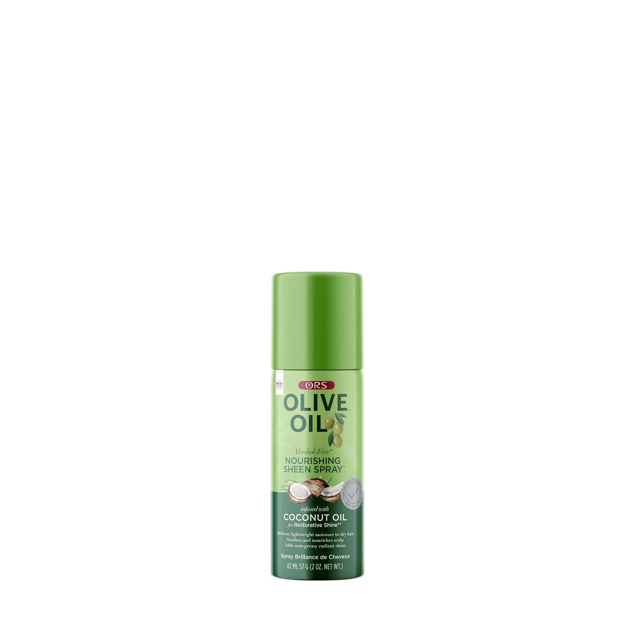 ORS Olive Oil Nourishing Sheen Spray 2 Oz — official pack photo 11525 (11525-1_e6c20a0d-7a73-48e2-b106-8d54666b8b4d.jpg) from orshaircare.com