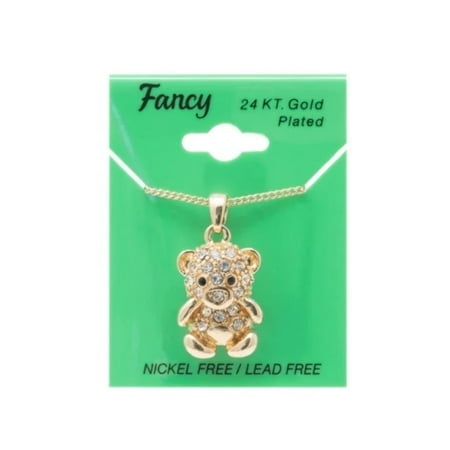 Cl - Fancy Gold Teddy Bear Charm Necklace (png12)