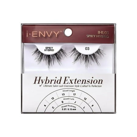 I-ENVY Extension False Lashes Hybrid Salon Lash Clear Invisible Band Strip Natural Look Mixed Volume Curl EyeLashes Wispy Fluffy Cat Eye Fake Lashes