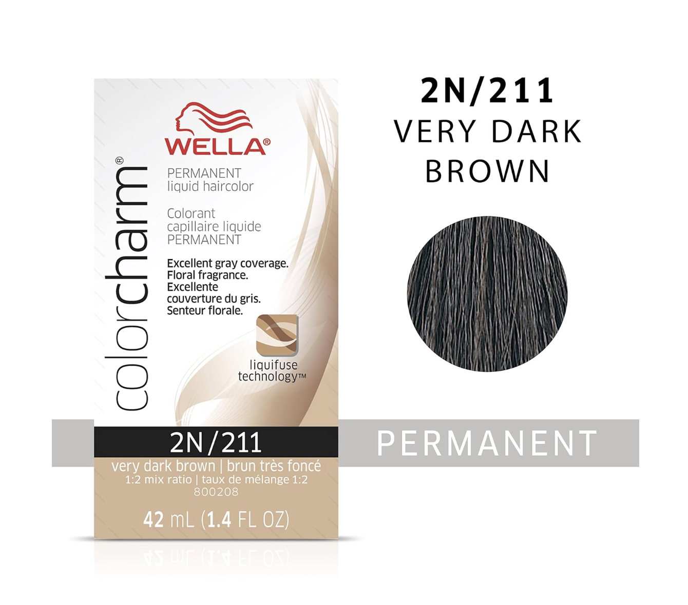 Wella Color Charm Permanent Liquid Hair Color Very Dark Brown 2N/211 *