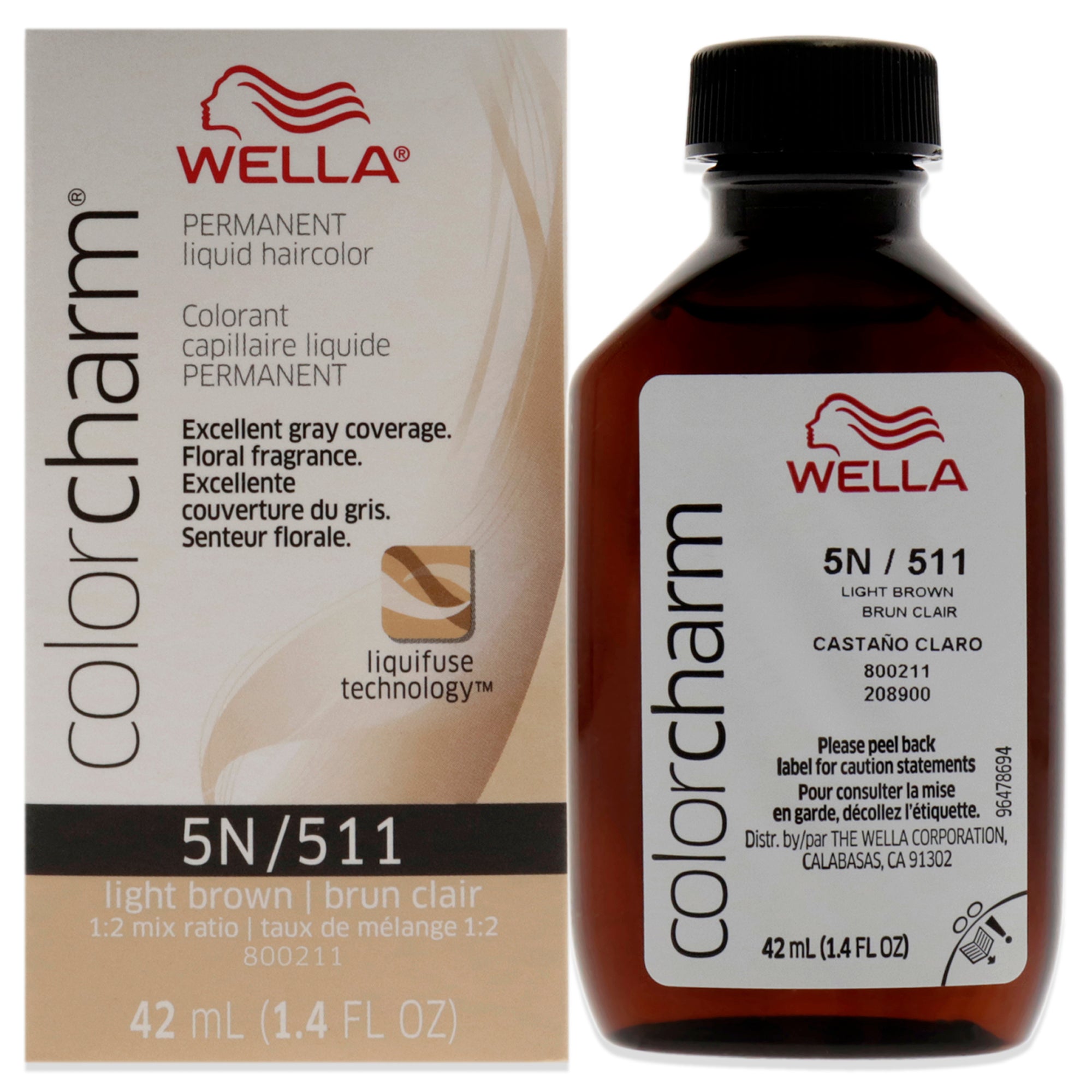 Wella Color Charm Permanent Liquid Hair Color Light Brown 5N/511 *