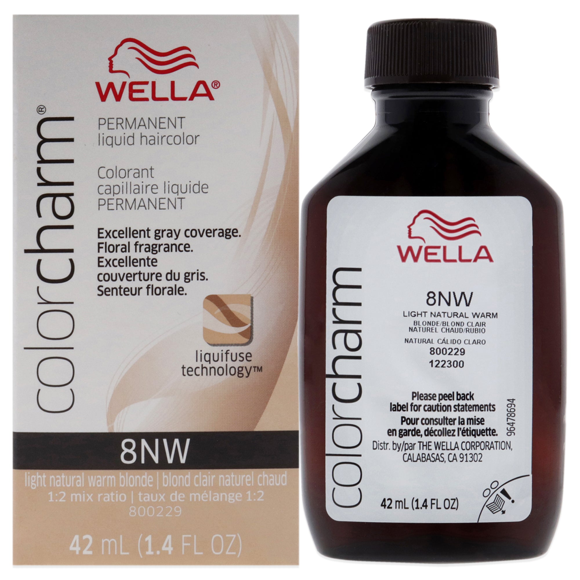 Wella Color Charm Permanent Liquid Hair Color Light Natural Warm Blonde 8NW *