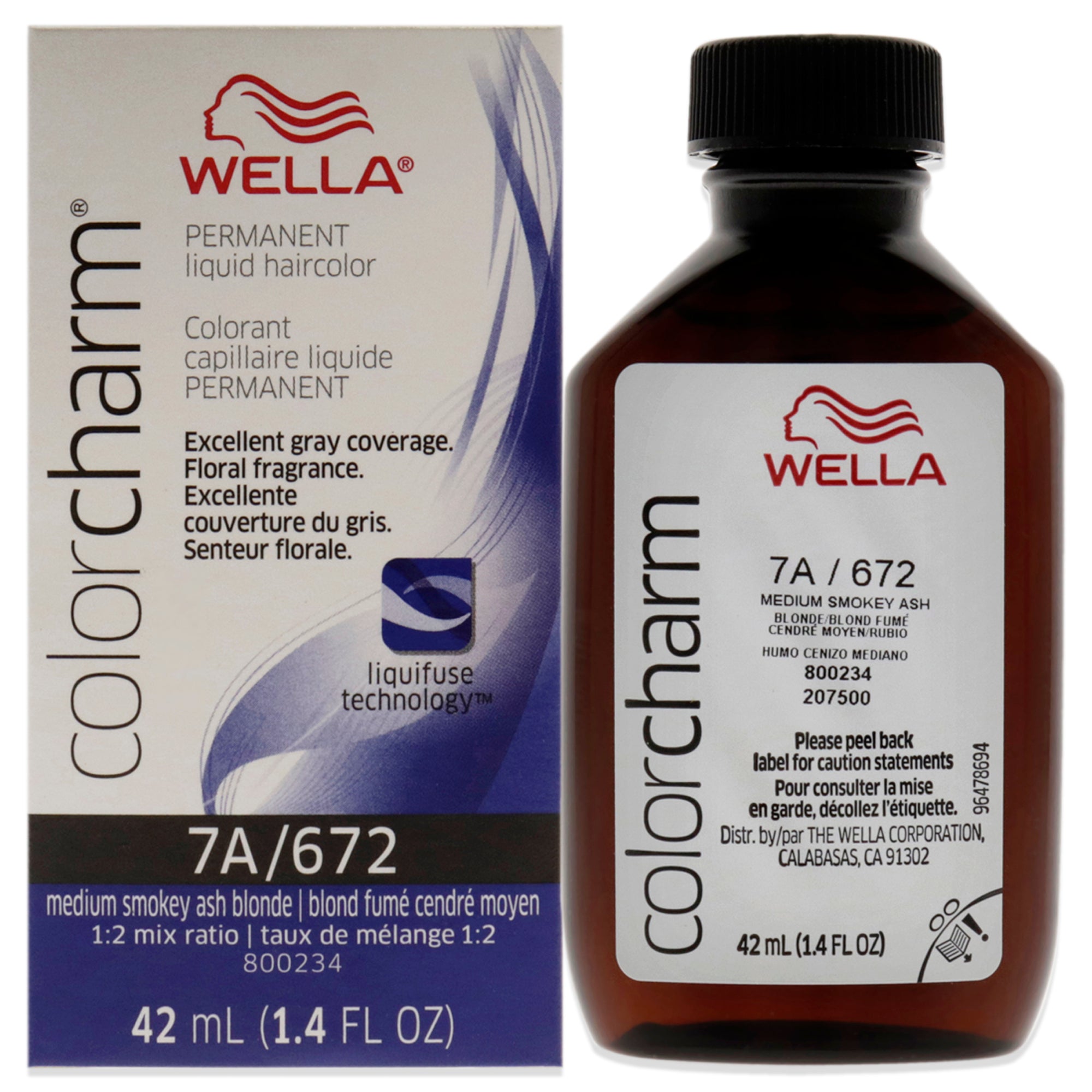 Wella Color Charm Permanent Liquid Hair Color Medium Smokey Ash Blonde 7A/672 *