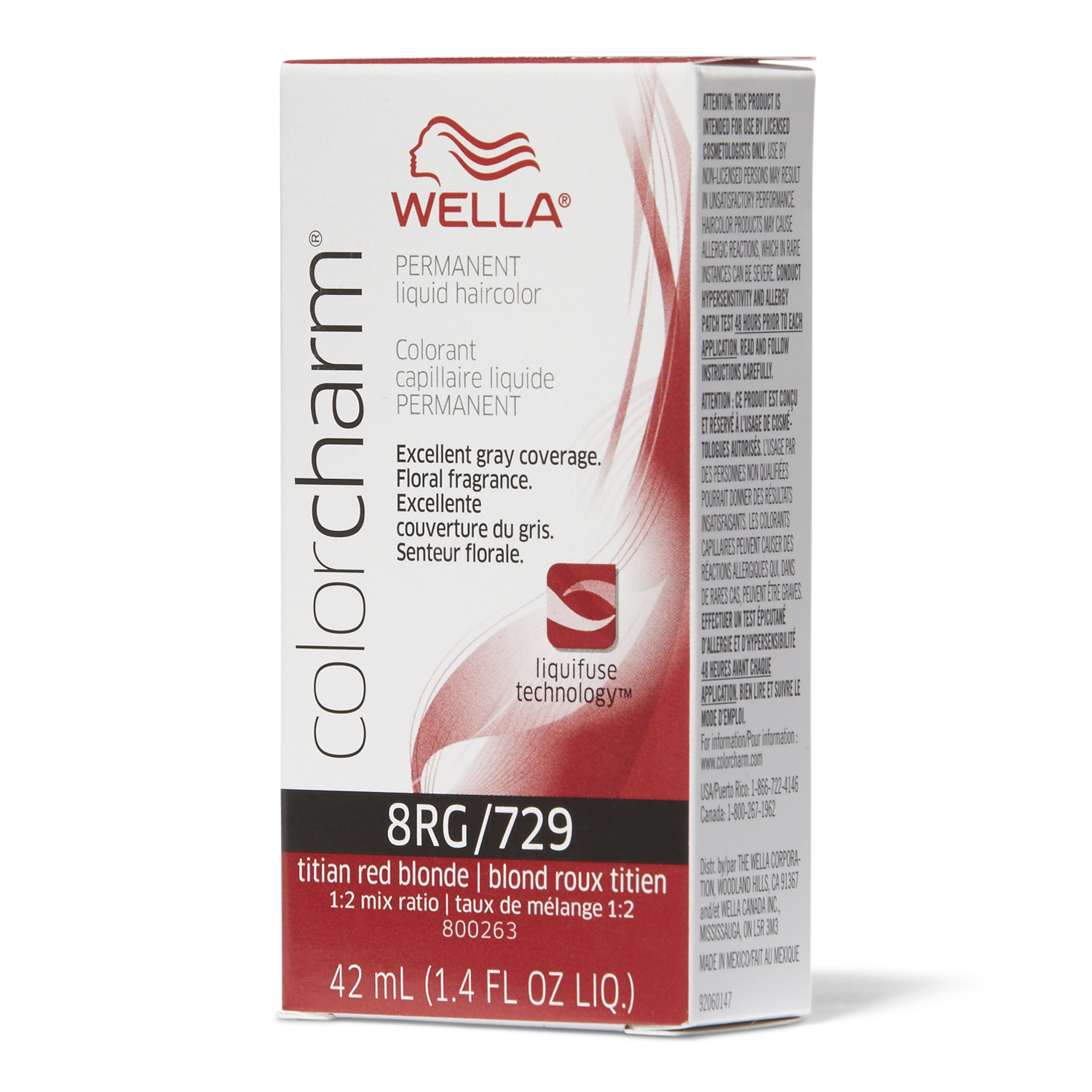 Wella Color Charm Permanent Liquid Hair Color Titian Red Blonde 8RG/729 *