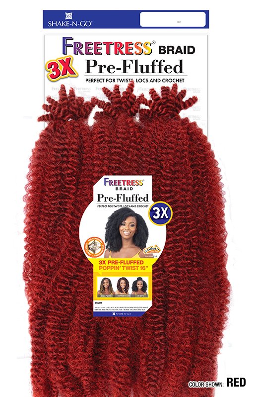Freetress Braid 3X Pre Fluffed Poppin Twist 16" #Red