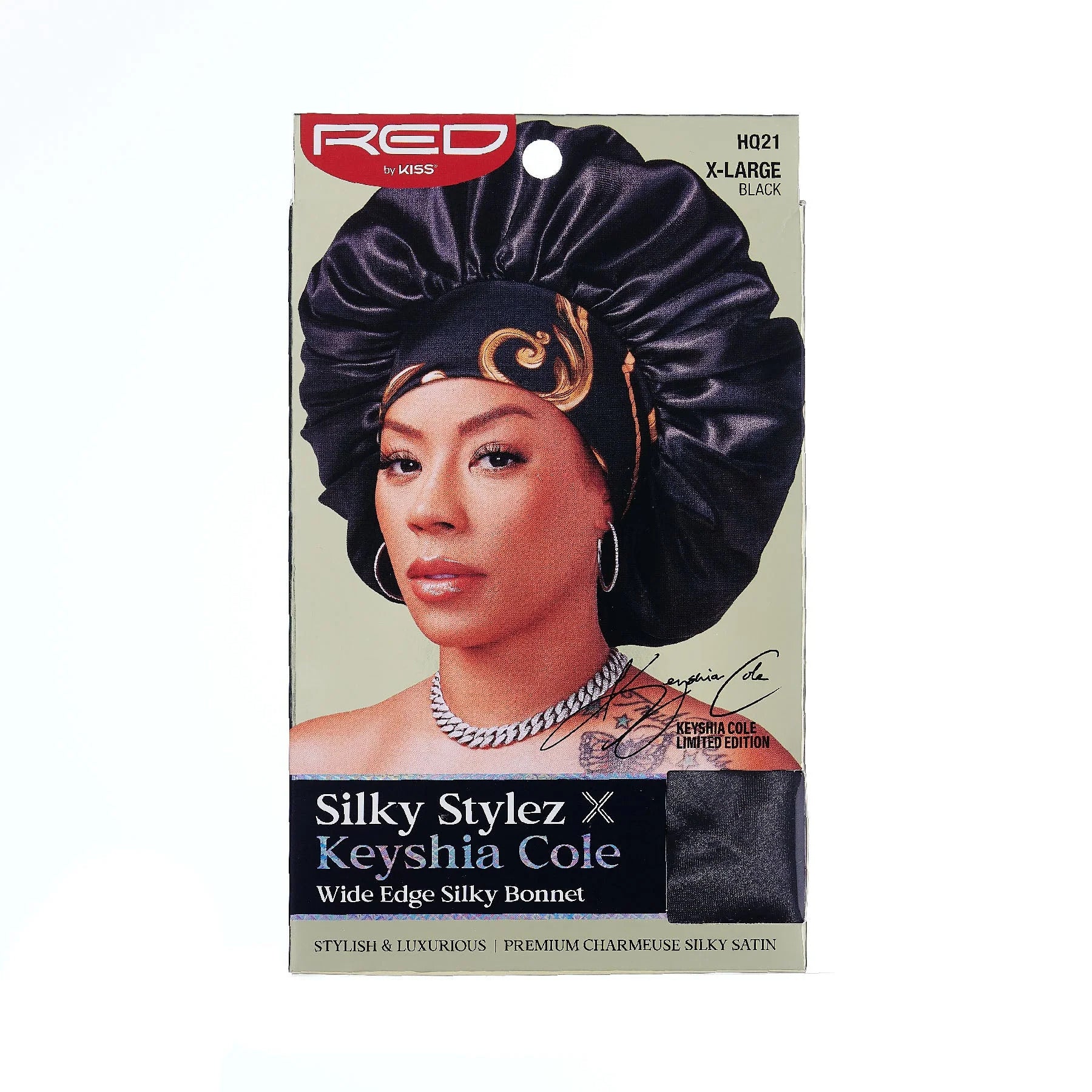 Red By Kiss Silky Styez X Keyshai Cole Wide Edge Silky Bonnet X Large Black HQ21