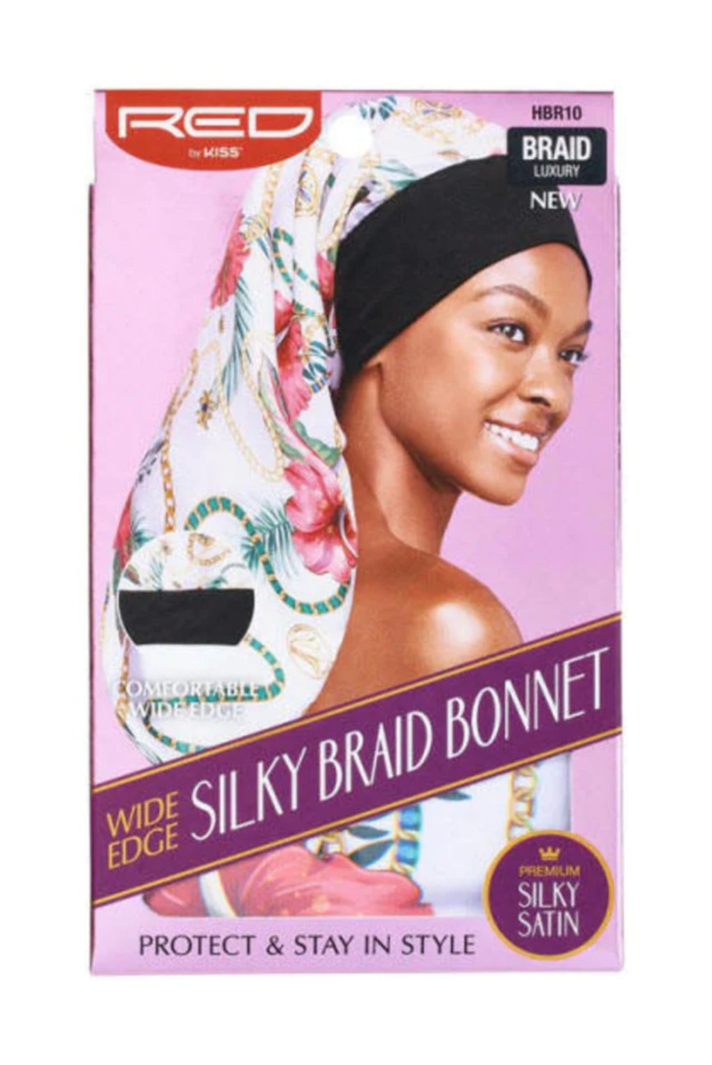 Red Kiss Wide Edge Silky Braid Bonnet Luxury HBR10