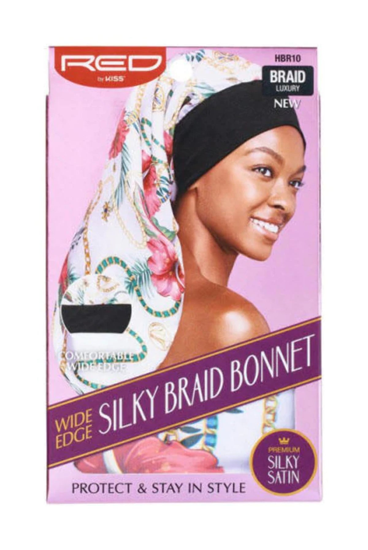 Red Kiss Wide Edge Silky Braid Bonnet Luxury HBR10