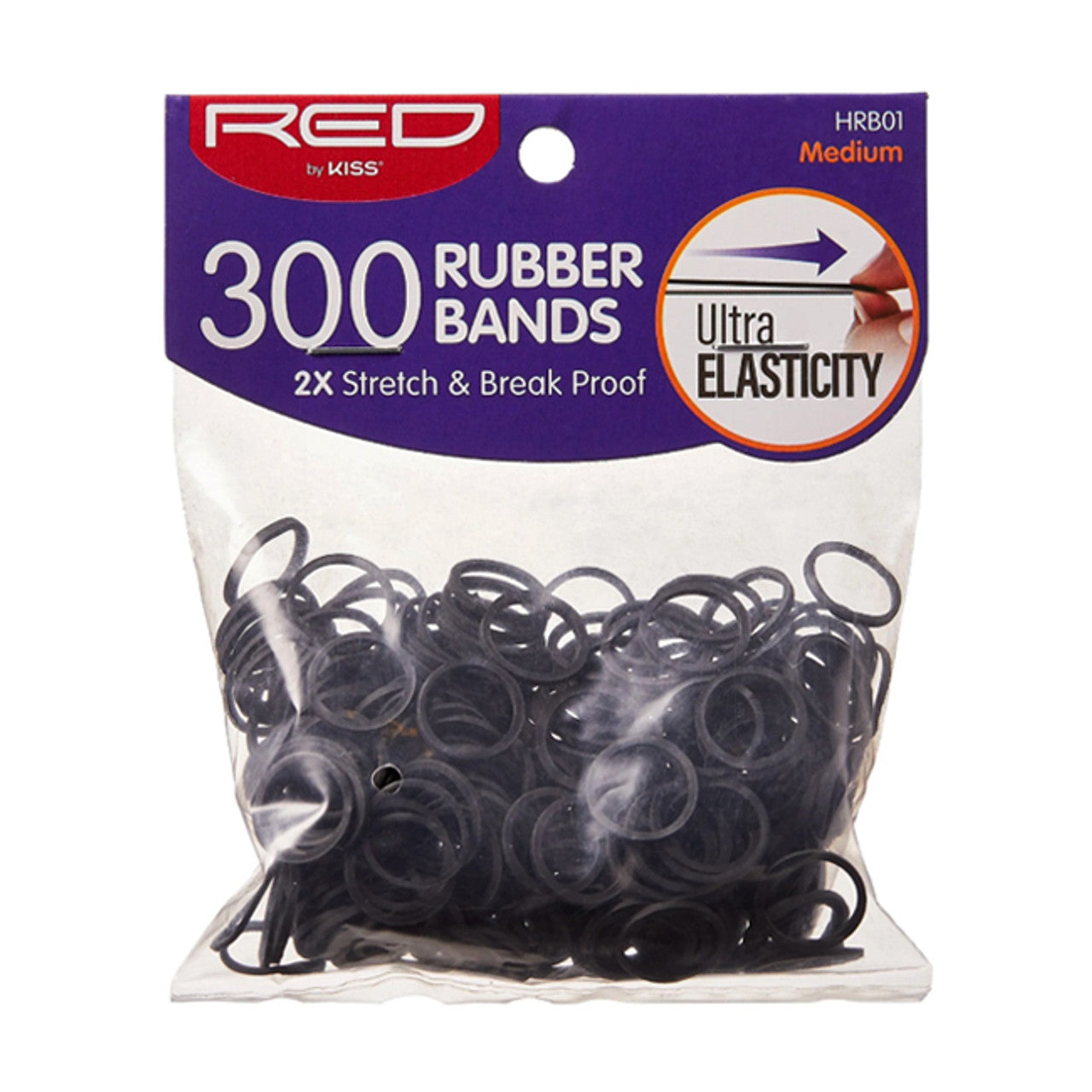 Red 300 Black Medium Rubber Bands HRB01