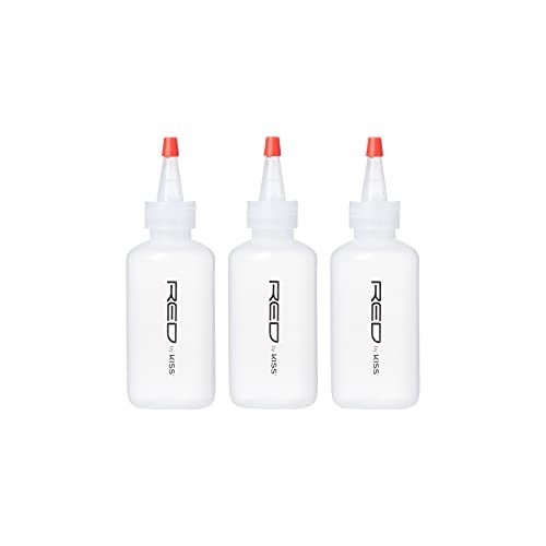 Red by Kiss Applicator Bottles Hair Color Bottle Soft and Durable Plastic Refillable Bottles 3 PACK (4 Oz)