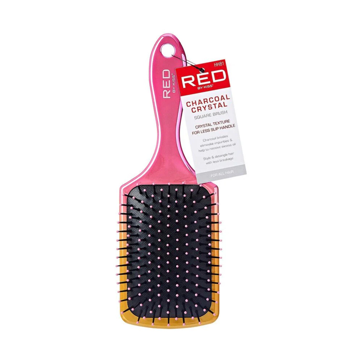 Red Crystal Charcoal Square Paddle Brush HH81