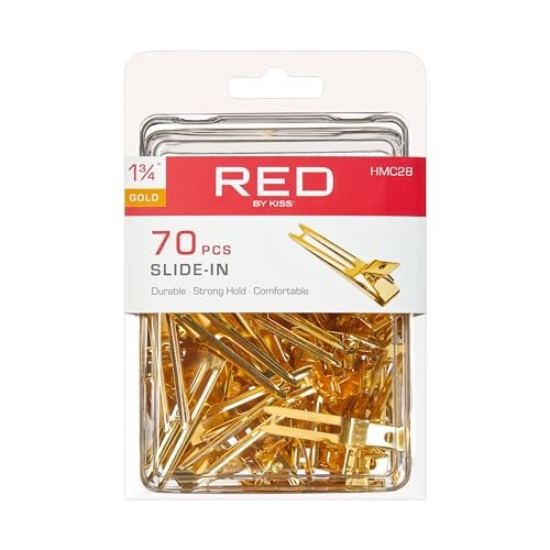 Red by Kiss Gold Metal Hair Clips, Durable Sturdy Hold for Long Lasting Styling & Curl Setting, Rust-Free Hair Pins for Thick & Thin Hair (35, Slide-i