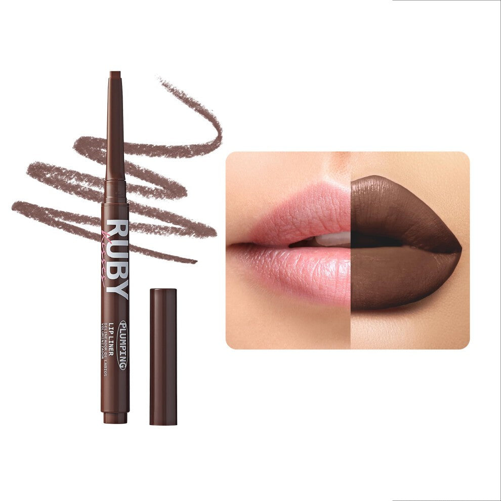 Ruby Kisses Plumping Effect Lip Liner Semi Matte Smudge Proof High Pigment Medium to Full Coverage Makeup Precise Tip Bold Color Lip Plumper