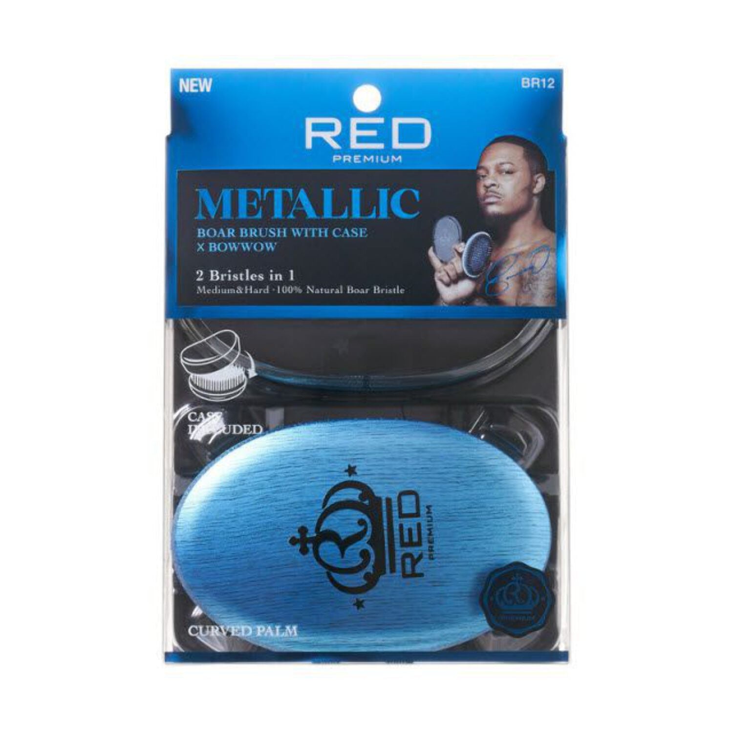 Red Premium Metallic Boar Brush With Case BR12