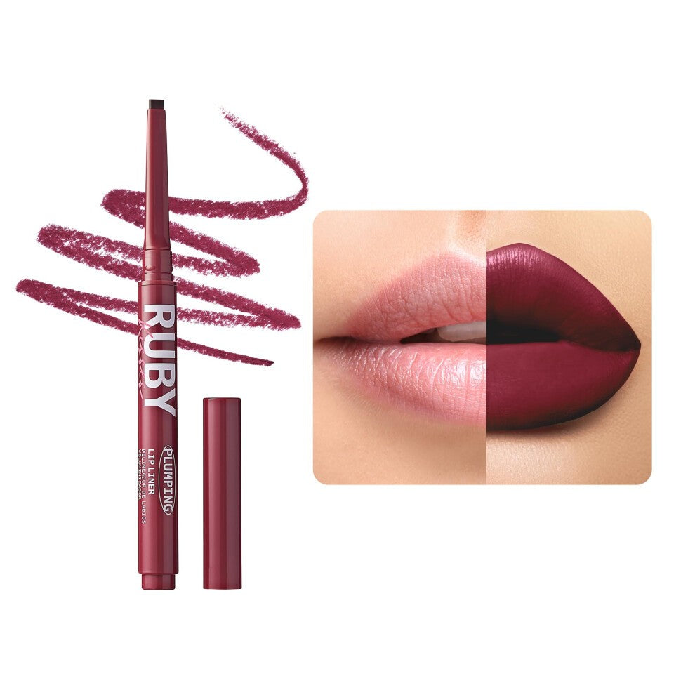Ruby Kisses Plumping Effect Lip Liner Semi Matte Smudge Proof High Pigment Medium to Full Coverage Makeup Precise Tip Bold Color Lip Plumper