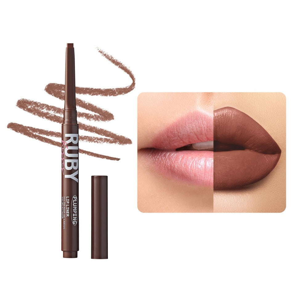 Ruby Kisses Plumping Effect Lip Liner Semi Matte Smudge Proof High Pigment Medium to Full Coverage Makeup Precise Tip Bold Color Lip Plumper
