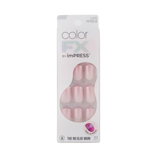 KISS ImPRESS Color FX No Glue Mani 30 Pcs Press on Nails, Medium False Nails, Metallic Chrome & Cat Eye, Peel & Press, Hassle-Free Removal, Includes M