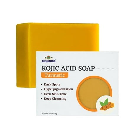 AKWAABA Kojic Acid Soap Bar Turmeric Whitening & Cleansing 4 Oz