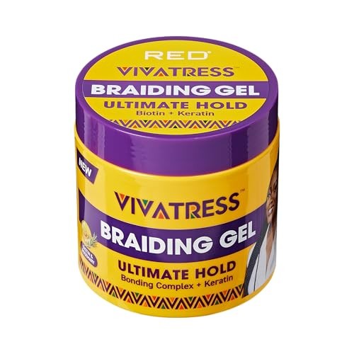 VIVATRESS Ultimate Hold Braiding Gel – 4X Extra Strong, No Flake, Non Greasy, Long Lasting Sleek Styling Gel with Keratin, Biotin & Rosemary (16 Oz)