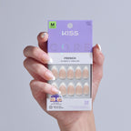 Kiss Core French Press On Fake Glue Nails - Curiosity | French Tips, White, Medium, Almond official pack