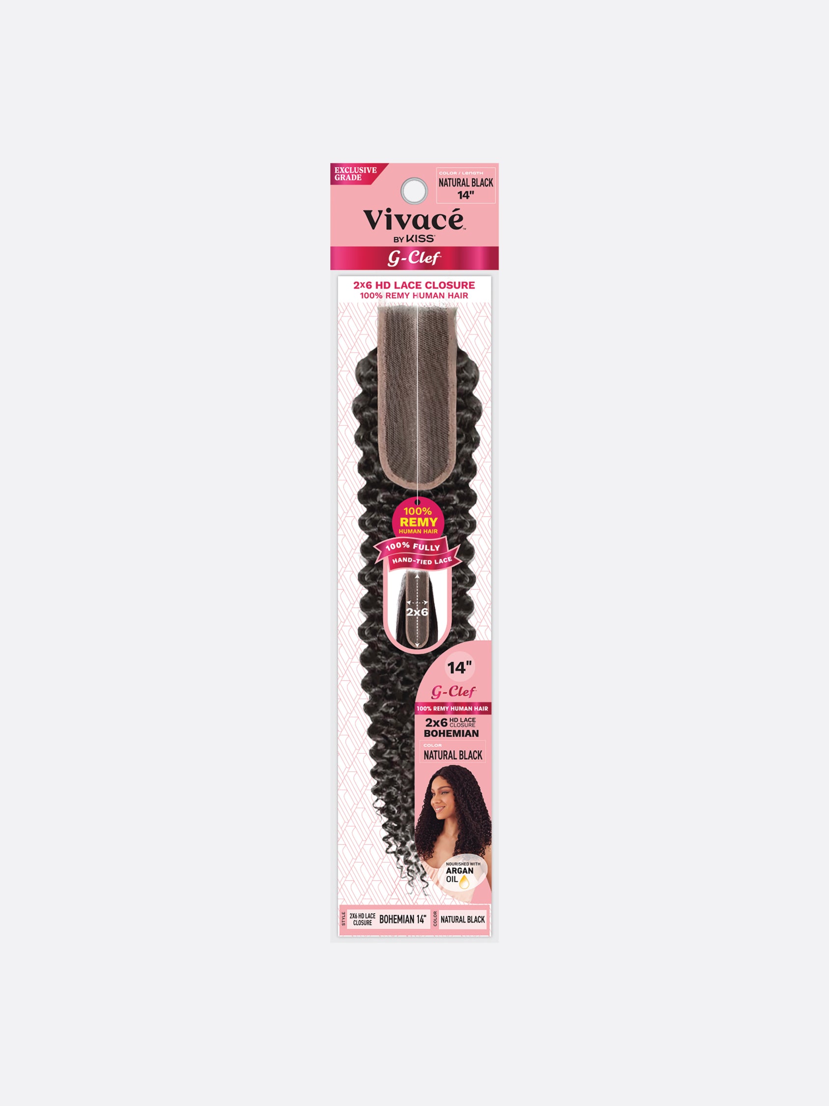 G CLEF 2x6 CLOSURE BOHEMIAN CURL official pack