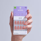 Kiss Core Color Press On Fake Glue Nails - Jubilation | Solid, Pink, Medium, Coffin official pack