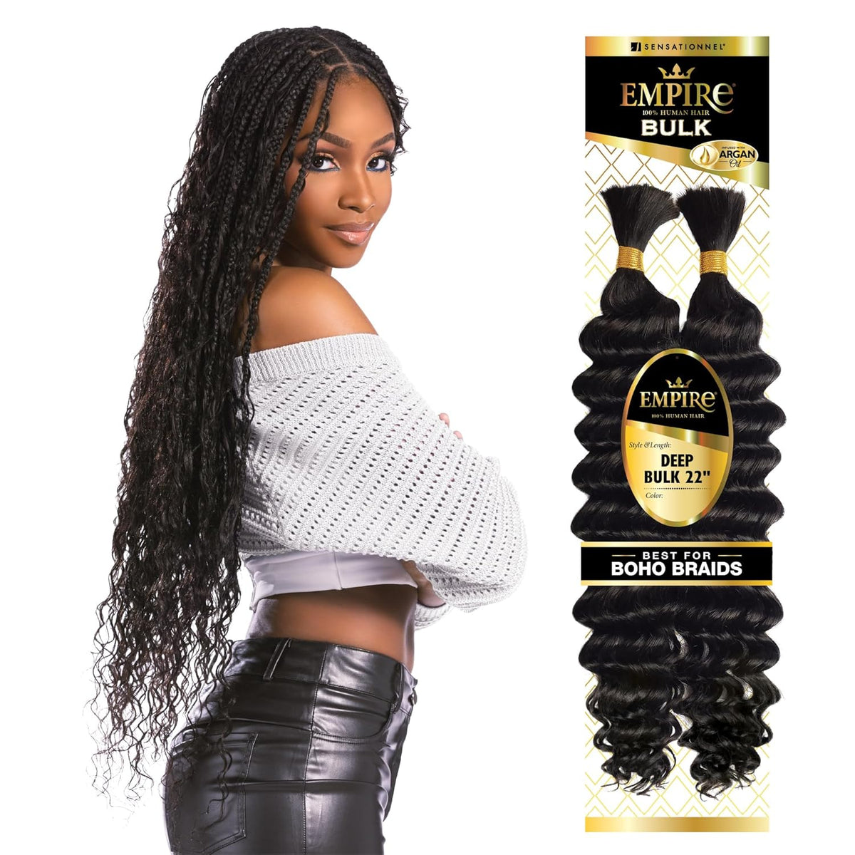 Empire 100% Human Hair Deep Bulk 22" #1B