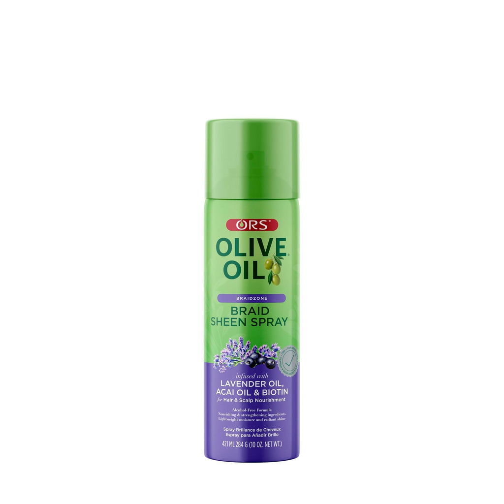 ORS Olive Oil Braid Sheen Spray Lavender, Acai & Biotin 10.0 oz — official pack photo 23101 (23101-1_74762390-7601-4942-bcbe-41618863aac9.jpg) from orshaircare.com