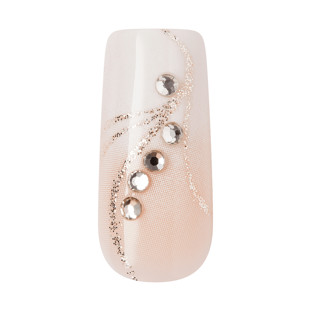 Kiss Glam 3D & Jewel Press On Fake Glue Nails  - Wrapped in Beauty | 3D & Jewel French Design, White, Long, Square official pack