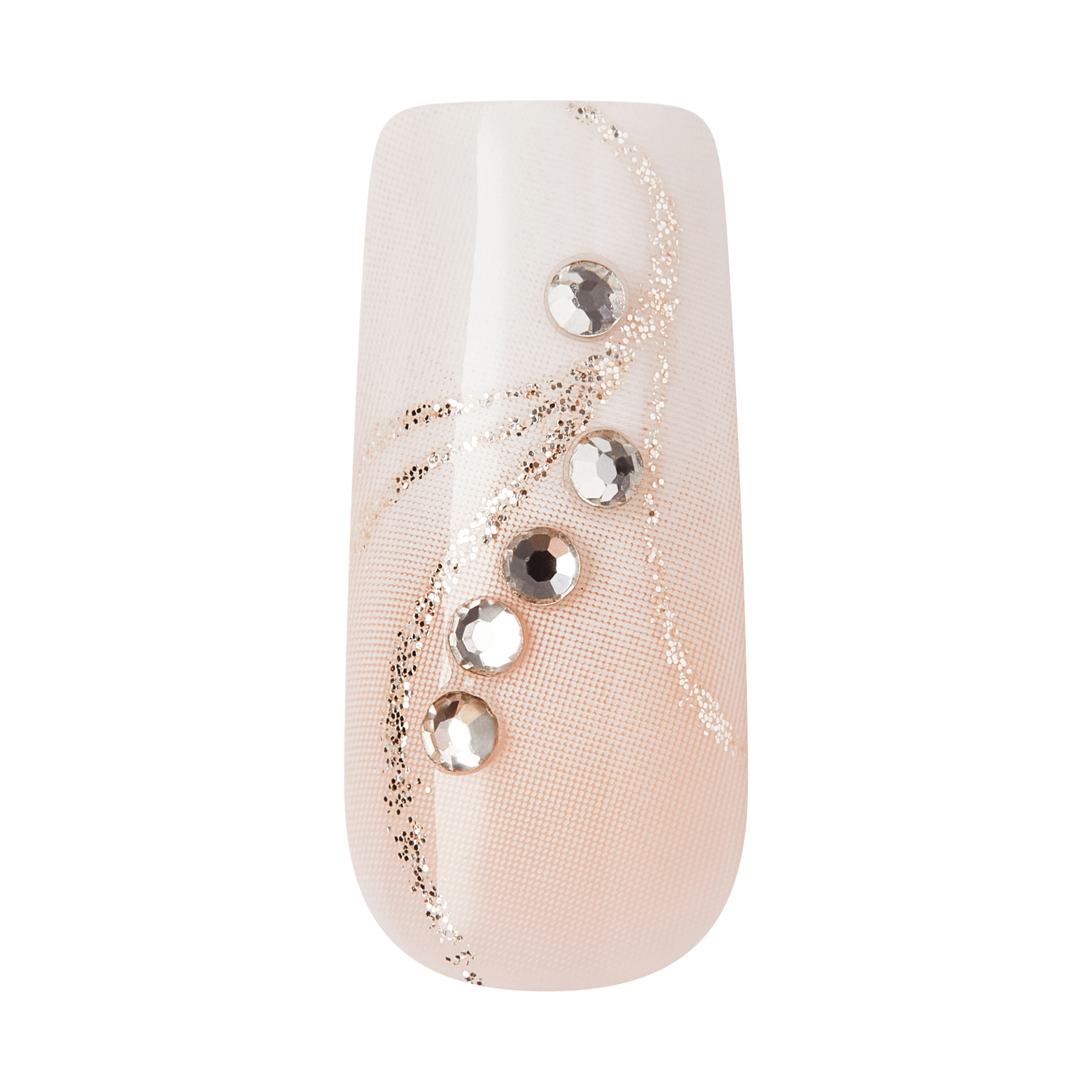 Kiss Glam 3D & Jewel Press On Fake Glue Nails  - Wrapped in Beauty | 3D & Jewel French Design, White, Long, Square official pack
