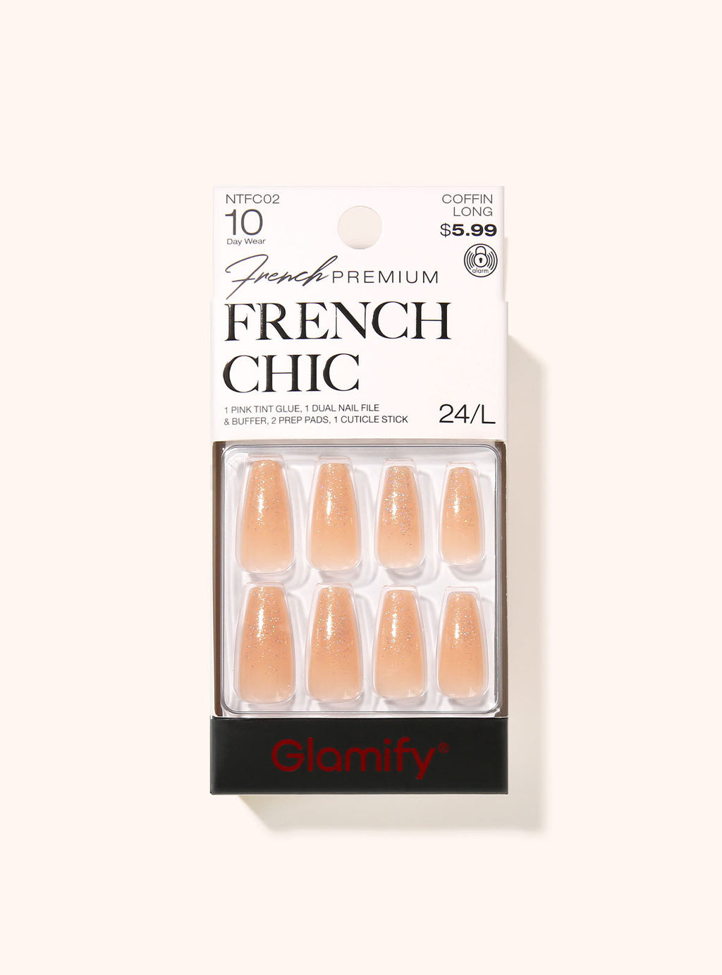 Glamify French Chic Press On Nail 24/m — official pack NTFC02 from absolutenewyork.com