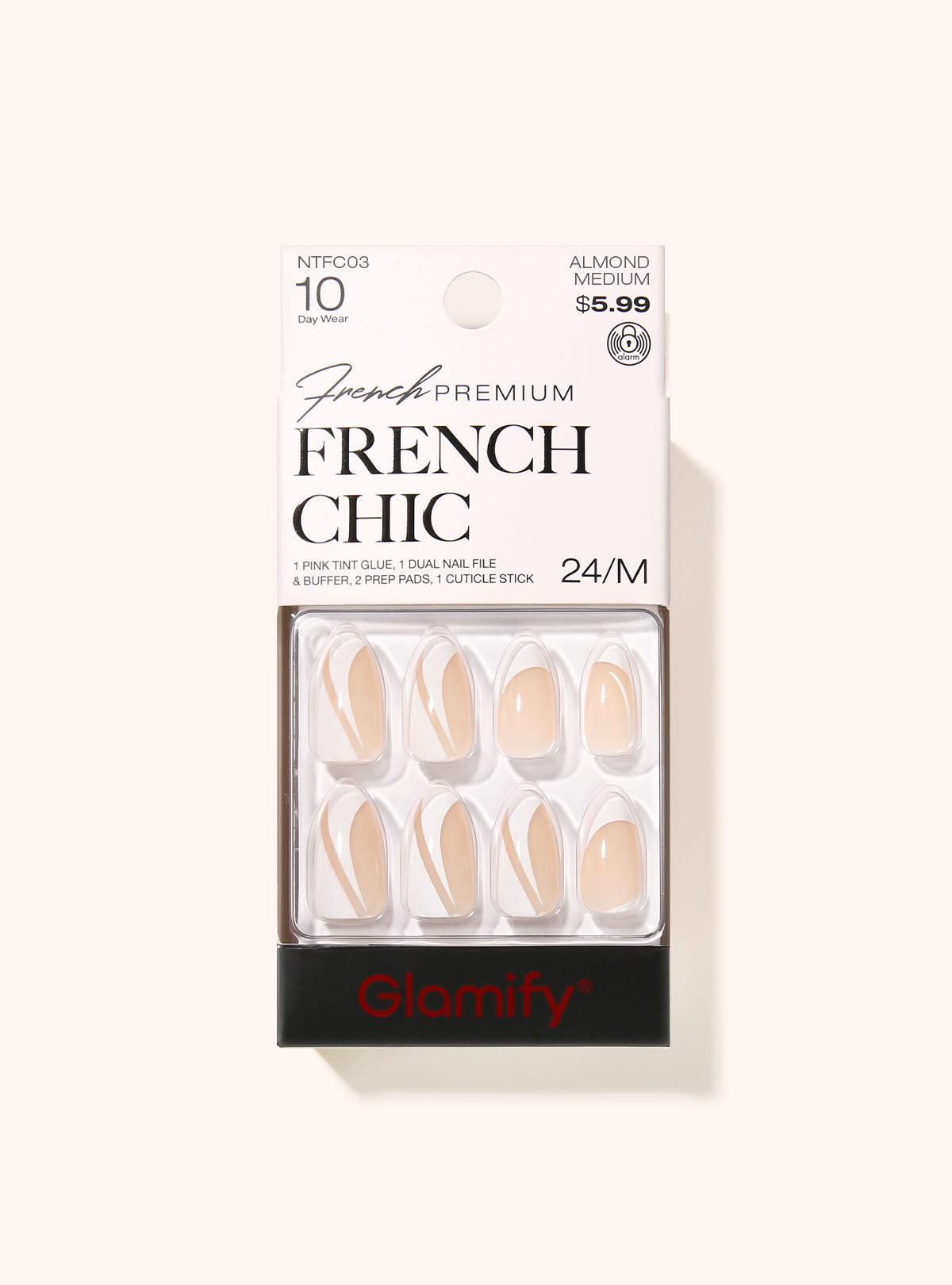 NY Nail Tip: French Chic-almond Medium (3 Pcs) — official pack NTFC03 from absolutenewyork.com