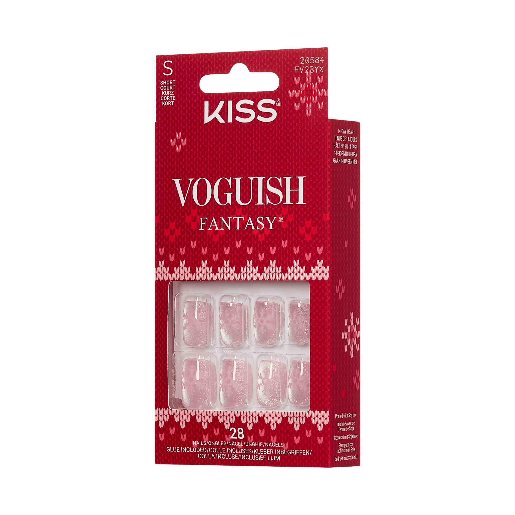 Kiss Voguish Fantasy Holiday Press On Glue Nails - Frosty Delights official pack