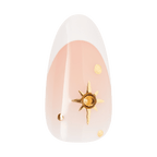Kiss Glam 3D & Jewel Press On Fake Glue Nails  - Zephyr | 3D & Jewel French Design, White & Gold, Medium, Almond official pack
