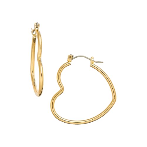 ARRIA Gold Pincatch Heart Earrings for Women, 28mm Stainless Steel & Zinc
