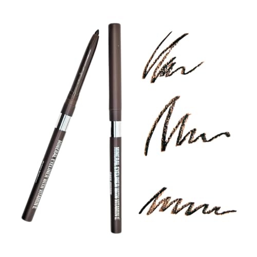 Iris.belle 2 Pcs Mineral Eyeliner Mechanical Pencil with Vitamin E. Rich Pigment with Soft Touch (dark Brown)