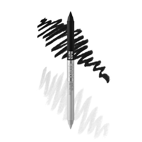Ruby Kisses Waterproof Matte & Metallic Duo Eyeliner - Dual-Ended Smudge-Proof Pencil for Precision & Eyeshadow Multi-use, Long-Lasting, Intense Color