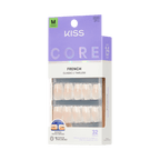 Kiss Core French Press On Fake Glue Nails - Scenario | French Tips, White, Medium, Squoval official pack