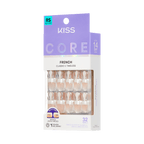 Kiss Core French Press On Fake Glue Nails - I Wish | French Tips, White, Real Short, Square official pack