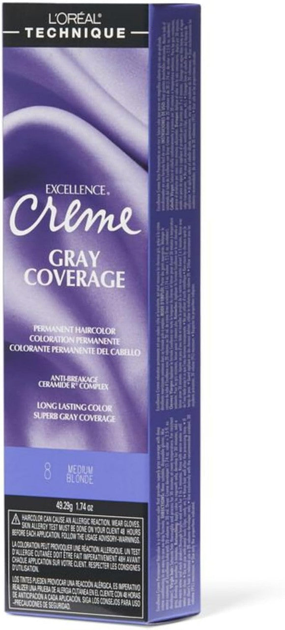Loreal Excellence Creme Gray Coverage Medium Brown 8
