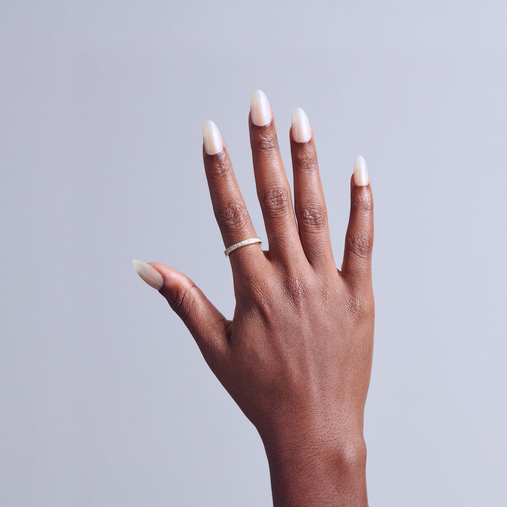 Kiss Glam Embellished Press On Fake Glue Nails - Dive | Design, Neutral, Medium, Almond official pack