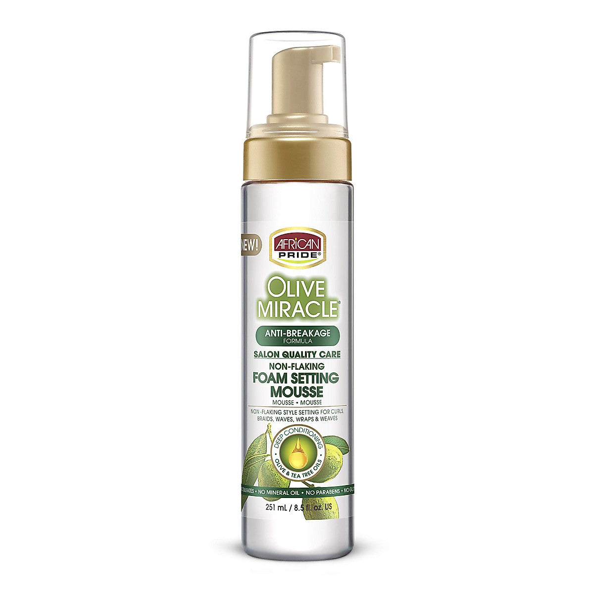 African Pride Olive Miracle Foam Setting Mousse 8.5 Oz *