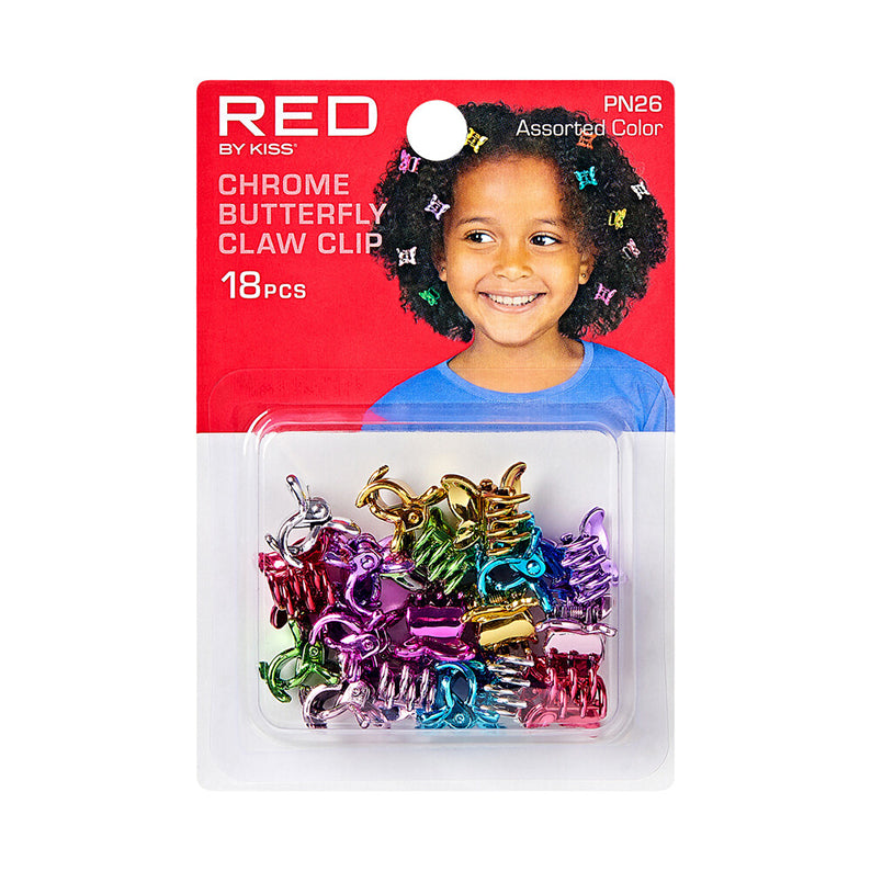 Red Chrome Butterfly Clips 18pc